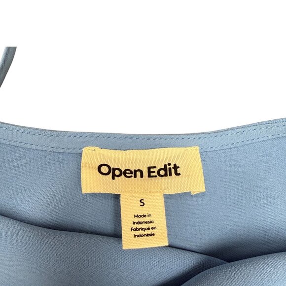 OPEN EDIT Women's NWT Pleated Asymmetric Top in Blue Lake | Size S - Picture 8 of 10